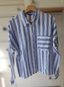 MbyM Bluse Hemdbluse Terrence mit Streifenmuster blau melange Gr. L - Bild 1 von 6