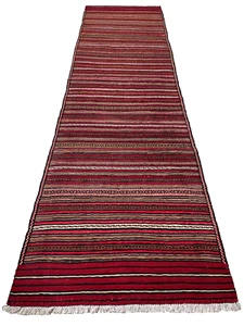 291 x 80cm Vintage Handmade Afghan Carpet Hallway Runner Kilim Oriental Wool Rug - Picture 1 of 24