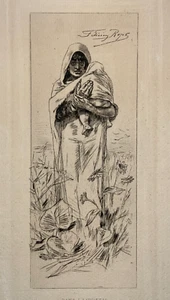 Dans la Pusta GRAVURE Eau Forte FELICIEN ROPS XIX° - Picture 1 of 2