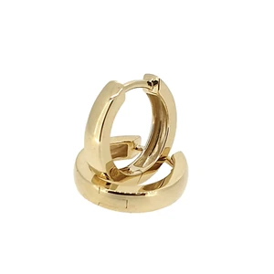 Echt Gold 585 Scharnier Creolen Paar 14 x 3 mm Gelbgold massiv 14 Karat - Bild 1 von 5