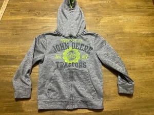 John Deere Hoodie, Boy's Size Small, Gray, Full Zip, TRACTORS, Long Sleeve - Picture 1 of 12