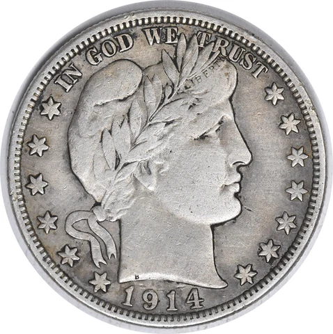 1914 Barber Silver Half Dollar VF Uncertified #257 Cover