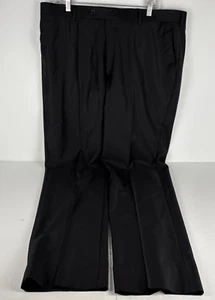 Pantalones de vestir de lana Tiglio Luxe para hombre negros 39x33 2560 dobladillo de 2,5" - Imagen 1 de 11