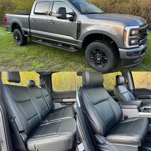 2023 2024 Ford F-250 XLT CREW CAB Factory-Style Black Leather Seat Covers - Picture 1 of 12
