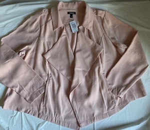 Torrid weich rosa drapiert vorne offen Twill Jacke Taschen Plus Größe 3 3X neu mit Etikett $ 64 - Bild 1 von 6