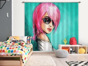 3D Beautiful Pink Hair G8159 Photo Blockout Curtain Fabric Window Erin 2023 - Picture 1 of 7