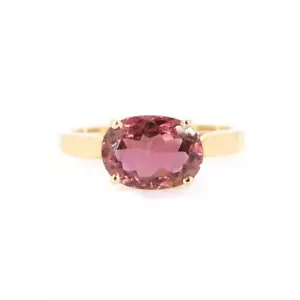 2.30 Ct Pink Tourmaline Minimalist Solitaire Ring 14k Solid Yellow Gold - Picture 1 of 6