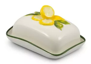 BASSANO Butter Dish Butter Dish Lemon Decor Italian Pottery 18x14 -250gr - Picture 1 of 1