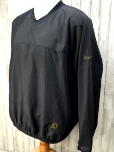 Footjoy Jacket Adult Mens Sz Large Black Windbreaker Pullover Golfer V-Neck ABox - Picture 1 of 12