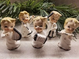 Set of 5 Ucagco ?? Japan Vintage 60s Ceramic Boy Musical Band 2.75" Figurines - Picture 1 of 10