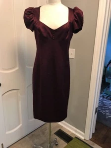 Betsey Johnson Evening Vintage Dress 6 Plum Purple puffed sleeves NWT retail 329 - Picture 1 of 5