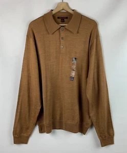 Linea Uomo Sweater Brown Pullover 3-Button Long Sleeve Wool Blend Size XL NEW - Picture 1 of 10
