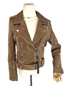 New Blanknyc Genuine Suede Moto Jacket Womens Size Medium Brown Coffee Bean - Picture 1 of 14