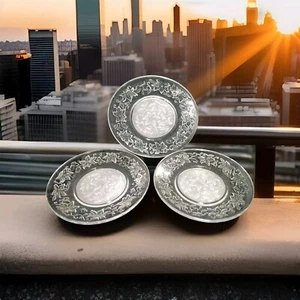 Princess House Fantasia  8”Luncheon Salad Dessert Plates Frosted Bottom Set of 3 - Picture 1 of 6