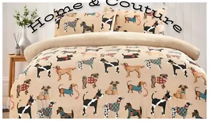 Teddy Fleece Dogs Print Soft Teddy Bear Duvet Set with Pillow Case - Picture 1 of 4