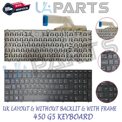 UA PARTS For HP ProBook 450 G5 455 G5 470 G5 UK Layout Laptop Keyboard With Frame