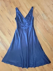 MONSOON Dark Blue Silk / Cotton Halter Formal Prom Dress Gown UK Size 8 38 - XS - Picture 1 of 10