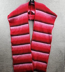 Aqua Ombré Stripe Jacquard Hooded Scarf Women's One Size Red Multi - Picture 1 of 13