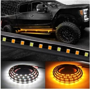 NEW 2X White/Amber 60" Running Board Light Side Step Strip Bar Turn Signal Truck - Picture 1 of 8