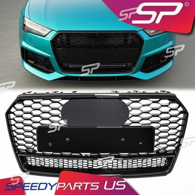 Black Honeycomb RS-Style Front Grille for Audi A7 S7 2016-2018 Premium Plus - Image 1 of 4