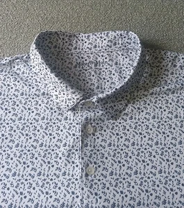 Mizzen Main Polo Shirt Men's 2XL Floral Geometric Leaf Stretch Performance EUC - Picture 1 of 10