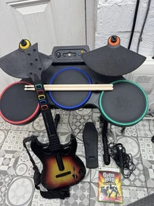 Guitar Hero World Tour Xbox 360 Wireless Drum Kit Drums Bundle Controller & Game - Picture 1 of 9