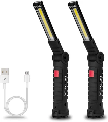 Paquete de 2 luces de trabajo LED recargables para hombre con base magnética, 360° R Foto 1 de 4