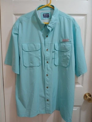 Bimini Bay VENTED Teal Blue Short Sleeve Quick Dry Fishing Shirt Mens 2XL  - Image 1 of 4