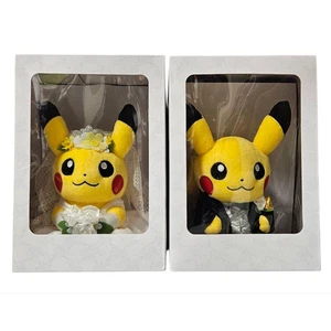 Pokemon Center Pikachu Garden Wedding Plush Doll Male and Female Set of 2 New - Picture 1 of 6