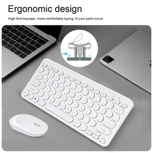 (White)BAEB Keyboard Mouse Combo Wireless 2.4G Keyboard Set Round USB Receiver - Afbeelding 1 van 12