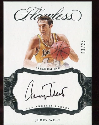 2016 2017 FLAWLESS Panini JERRY WEST AUTO Silver Short Print 3/25! Tough card - Image 1 of 2