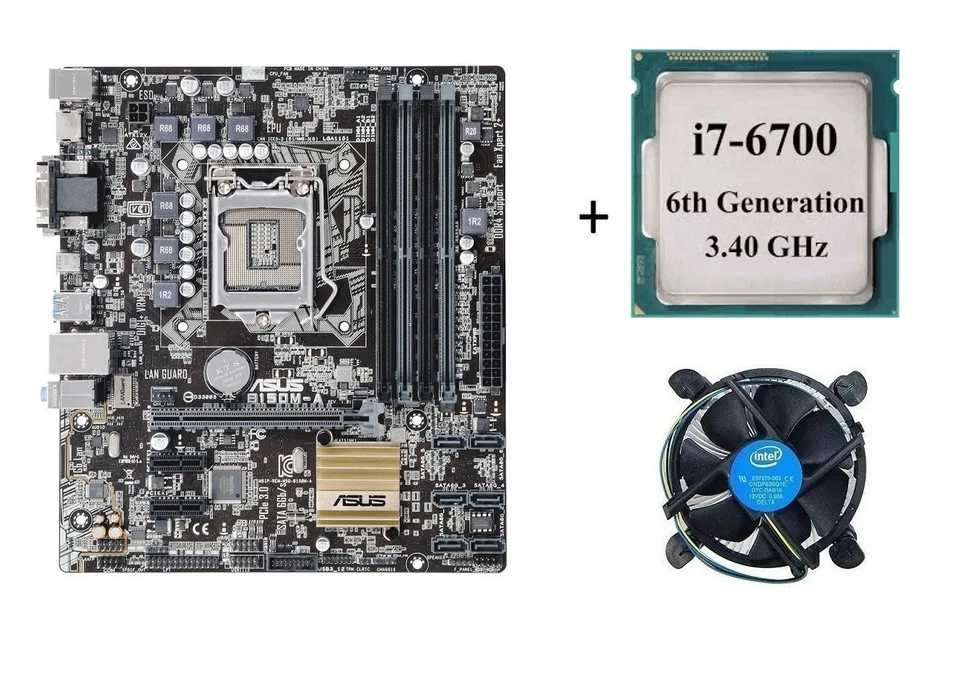 Kit Asus Scheda Madre socket lga 1151 con cpu processore Intel quad core i7 6700 - Immagine 1 di 4