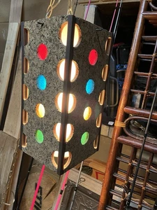 Vintage Mid Century Modern Art Deco Hanging Lamp Light Fixture Multi Colored - Picture 1 of 7