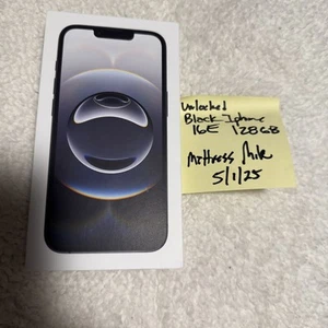 NIB Apple iPhone Black 16E 128GB Unlocked - Sealed - Afbeelding 1 van 4