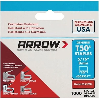 Genuine T50 Stainless Arrow Staples 1 000-Pack for Marine Wet Weather Projects - Image 1 of 3