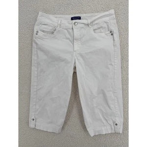 Bandalino Brady Skimmer Capri Pants White w/ Button Detail Size 10 - Picture 1 of 4
