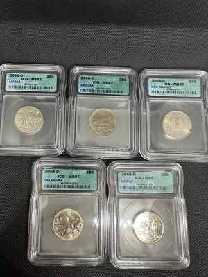 2008-D State Quarters Set – ICG MS67 (5 Coins) – Alaska, Hawaii, Arizona - Image 1 of 4