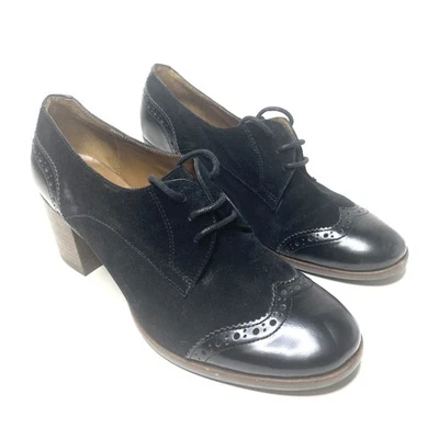 Zapatos de salón formales de tacón alto con cordones de cuero negro talla 38 (7,5) Carlo Pazolini Foto 1 de 4