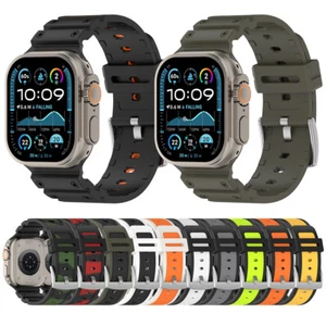 Silicone Strap for Apple Watch Band Ultra 10 9 8 7 6 5 SE iWatch 46 45mm 49 44mm - Picture 1 of 51