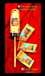 SWIFFER Dusters 3ft 7pc Combo: 1 Handle with 3 360° refills & 3 hand duster kits - Picture 1 of 12