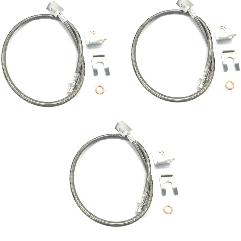 Front & Rear Extended Stainless Brake Lines For Jeep Wrangler TJ YJ XJ - Image 1 of 4