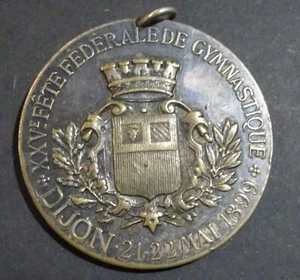 MEDALLA FIESTA FEDERAL GIMNASTICA DIJON 1899 FRANCIA BRONCE TECXX 33 - Foto 1 di 4