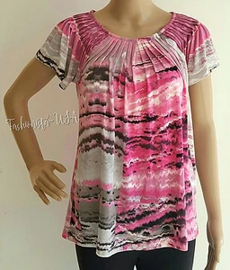 Top donna taglia S maniche corte stampato design SABBIA MARMORIZZATA di Style&Co. - Foto 1 di 5