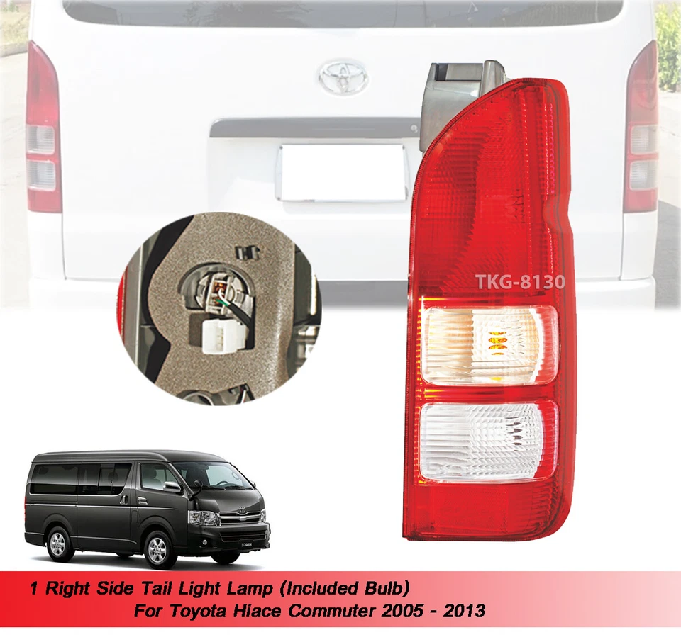 RH Tail Light Lamp w Bulb For Toyota Hiace Commuter 2005 2006 2007 - 2013 - Image 1 of 4