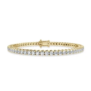 Christmas Offer - 5.00 Ct Natural Round Diamond Tennis Bracelet , Yellow Gold - Picture 1 of 1