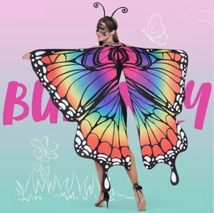 New Girls Butterfly Wings Cape Fancy Dress Up Butterfly Fairy Wings Butterfly - Picture 1 of 6