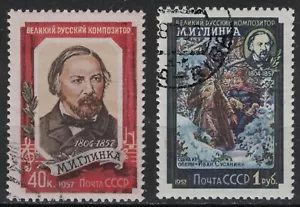 RUSSIA,USSR:1957 SC#1907-08 Used CTO Mikhail I. Glinka (1804-1857), composer Q - Picture 1 of 2