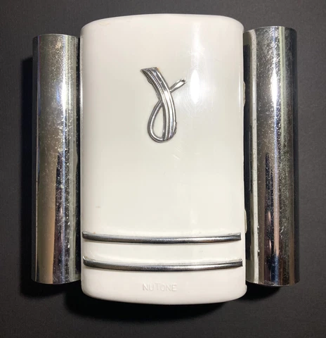 NuTone Art Deco Chrome Metal Doorbell 1955 Door Chime Dual Tones White Cover