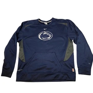 Penn State Nittany Lions Sweatshirt Nike Therma Fit Fleece Mens Size Large Blue - Picture 1 of 13