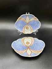2 x Vintage Imari  Japan Orchid Scalloped Deign Signed Pottery Plates